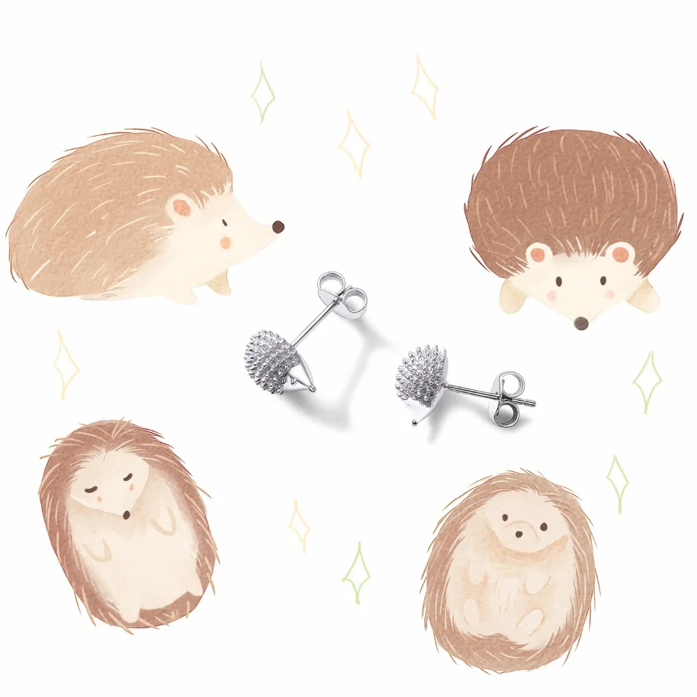 SILVERCUTE 925 пробы серебряные серьги гвоздики в виде Ежика для женщин и девочек