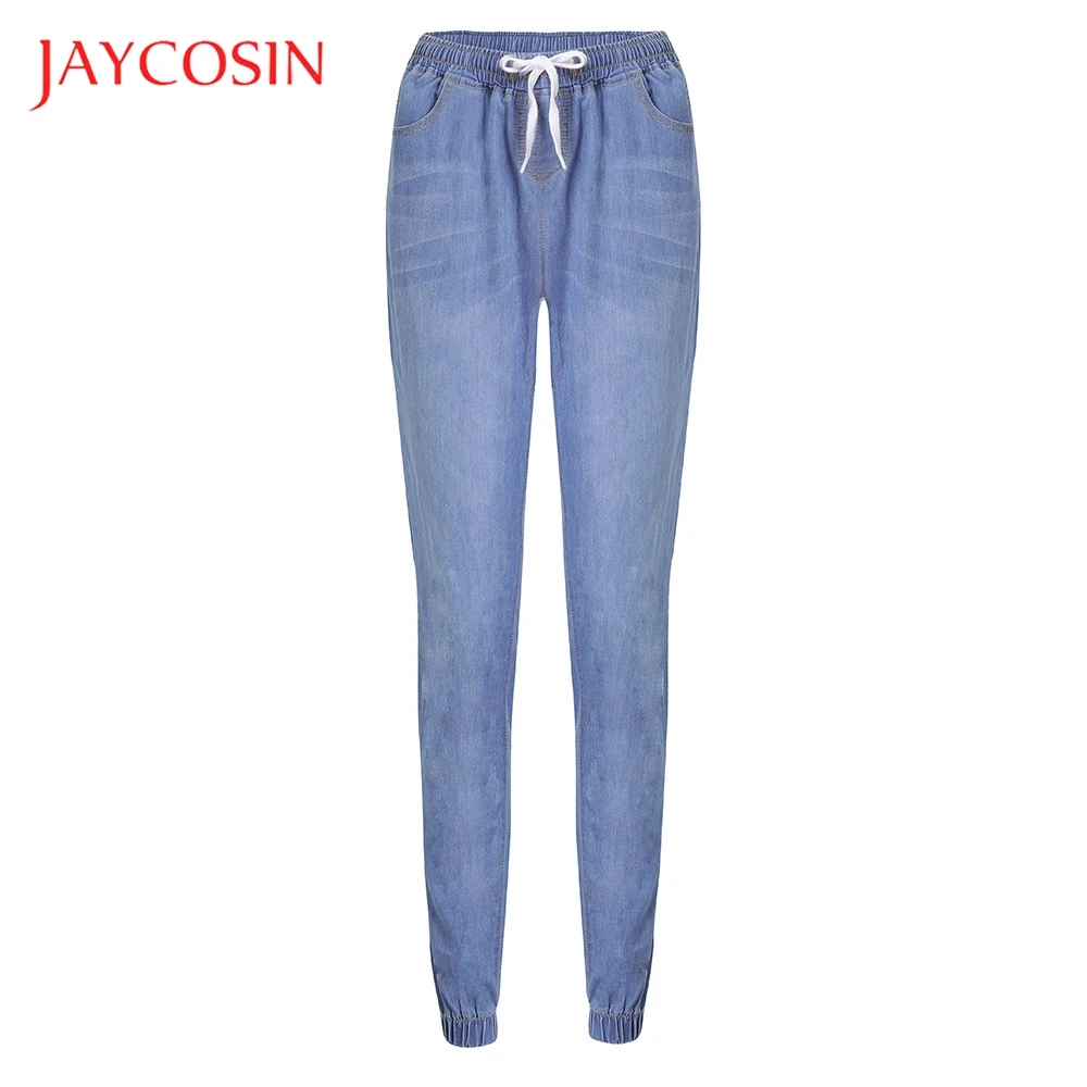 Женские эластичные джинсы JAYCOSIN Свободные повседневные укороченные со шнурком