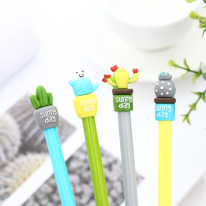 

(4 pieces/lot Cactus Plant Gel Pen Ink Marker Pen School Office Supply Escolar Papelaria