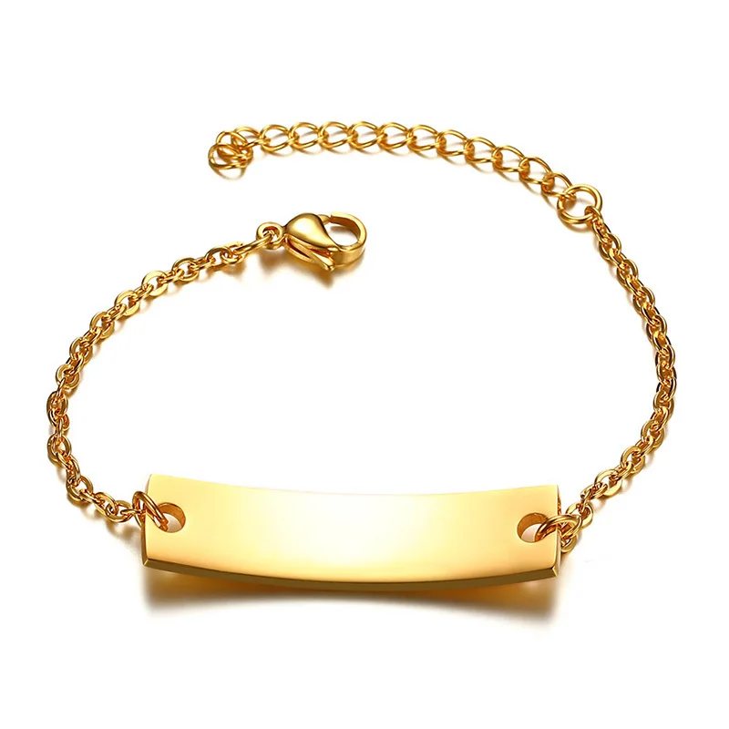 Vnox Бесплатная гравировка ID браслет для женщин Девушка простой классический