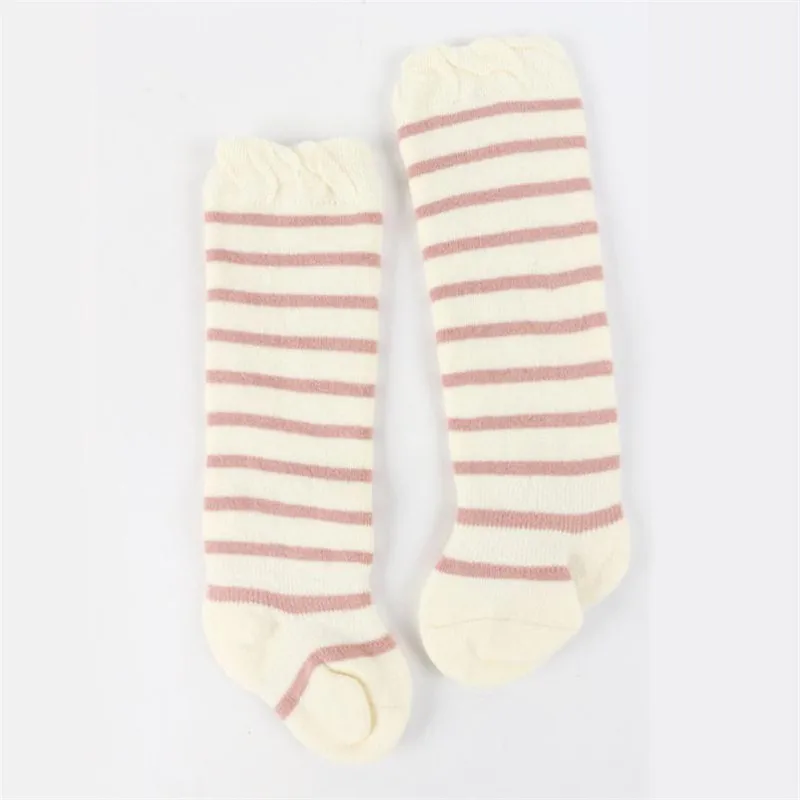 TELOTUNY Baby Girl Socks Knee High Bows Striped Kids Child Bootie Vertical Autumn Winter soft charming comfortable S3FEB12 |