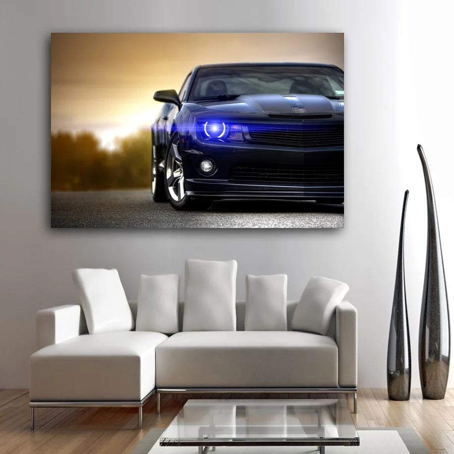 HD-обои принты черный мышечный автомобиль Постер высокой четкости холст
