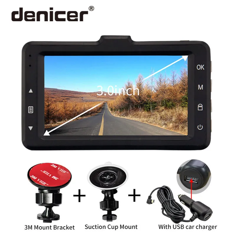 Denicer видеорегистратор Full HD 1080P Автомобильный Камера Регистратор 170 градусов
