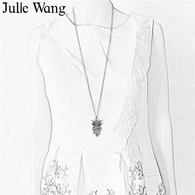 Julie Wang 1 шт. Женское Ожерелье Античное серебряное ожерелье с кулоном в виде совы