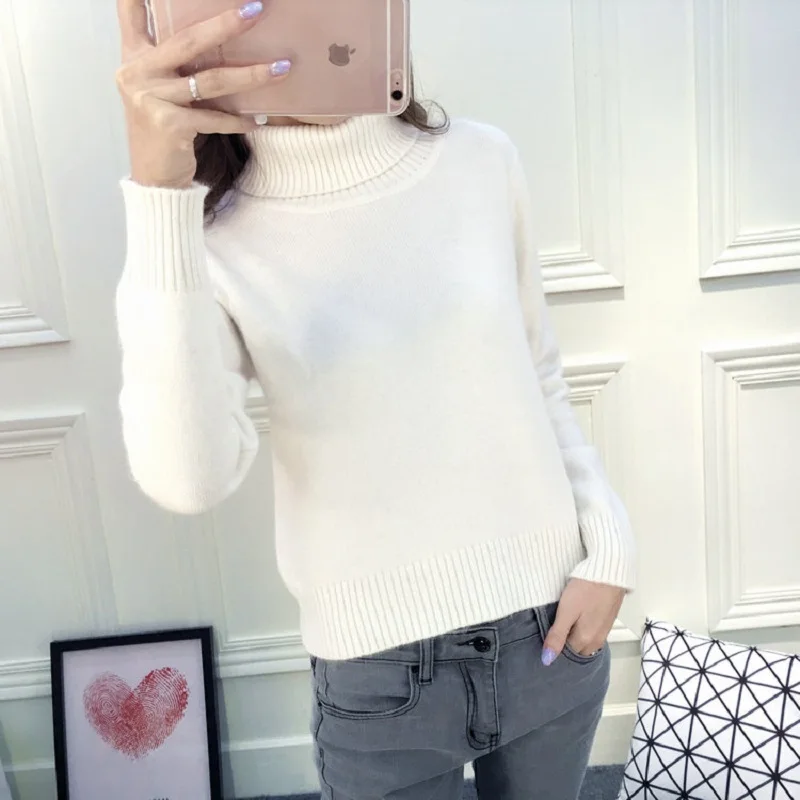 

Autumn and winter new sweater short paragraph high collar sweater bottoming shirt women's head sweater long-sleeved thick coat S