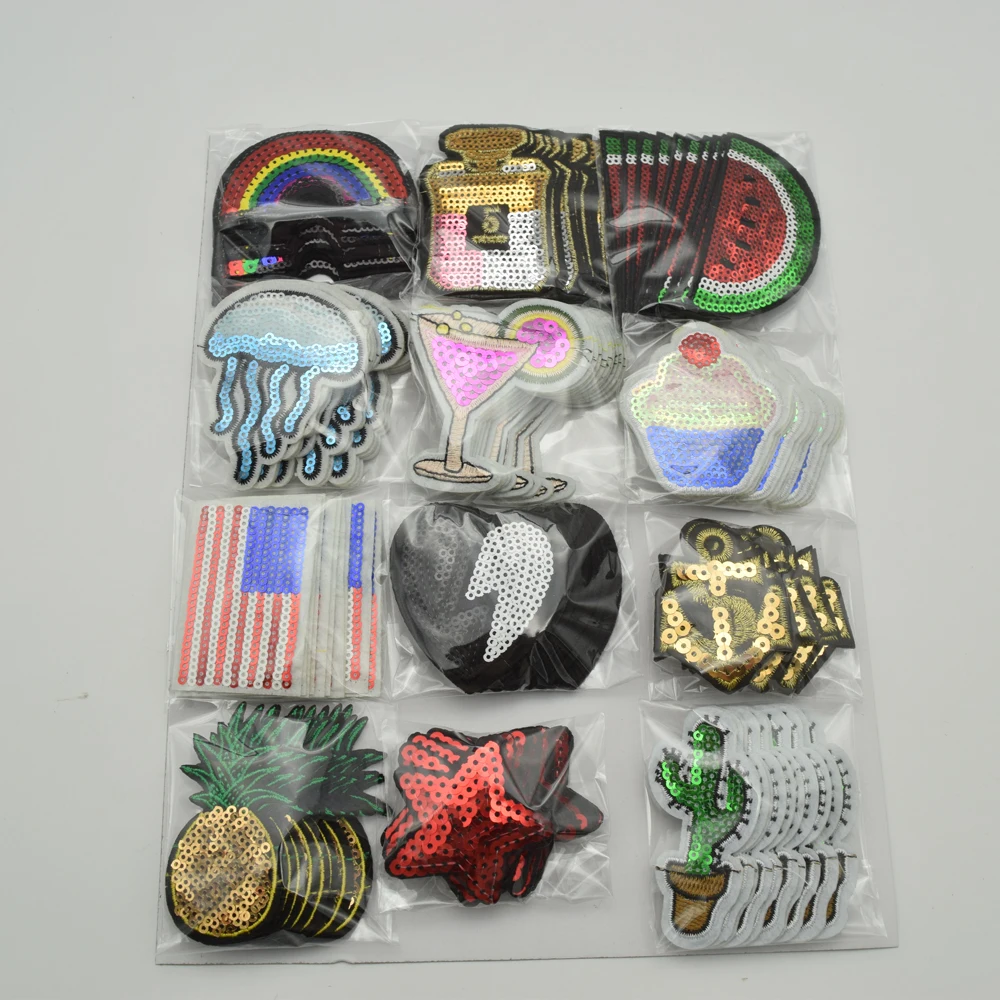 120 шт./компл. смешанные фрукты/Радуга/флаг вышивка пайетками шитье/железо на