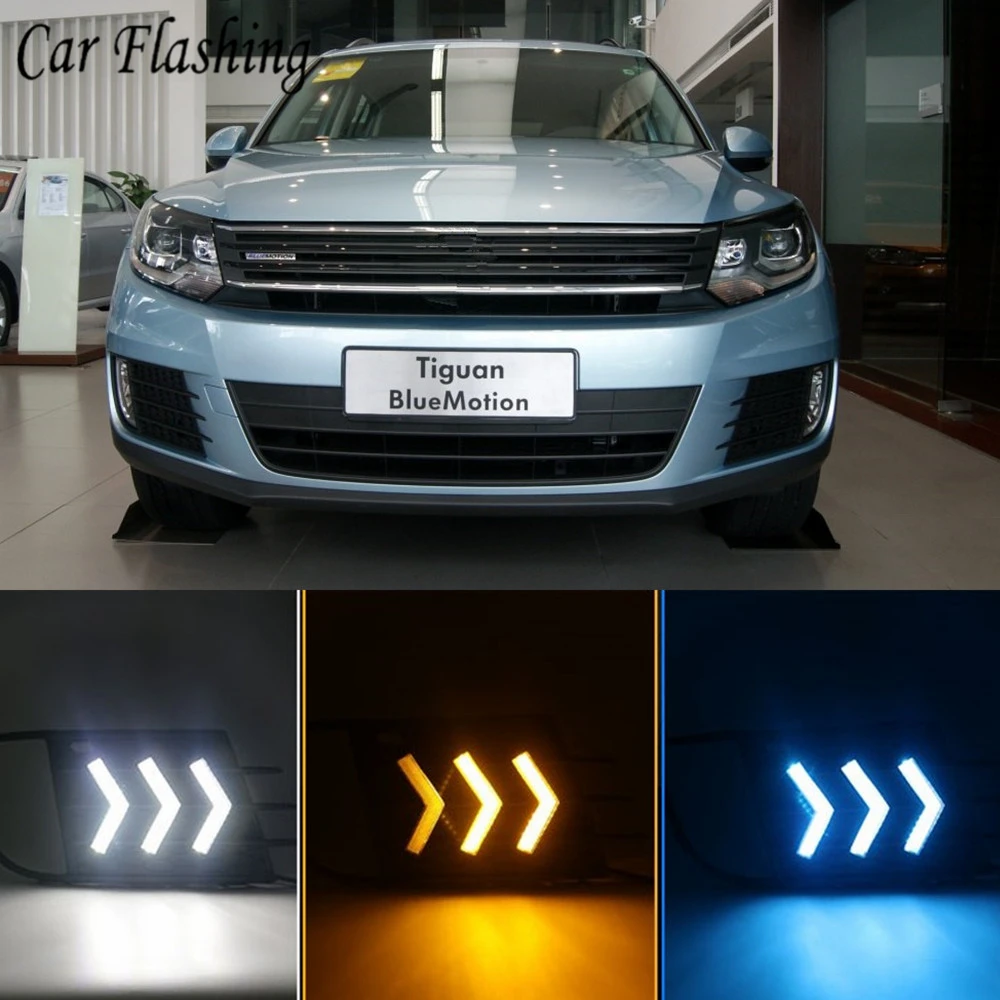 Автомобильная проблесковая 2 шт. DRL Дневной светильник LED с желтым поворота Темно