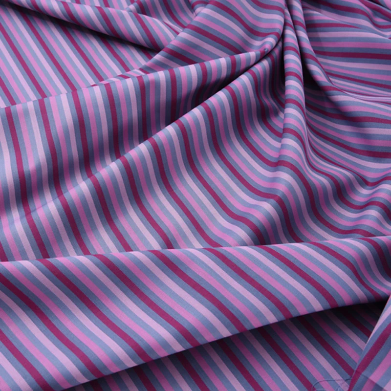 

150CM Wide 300G/M Blue Purple Stripe Wool Polyester Fabric for Autumn Spring Dress Suit Jacket H294