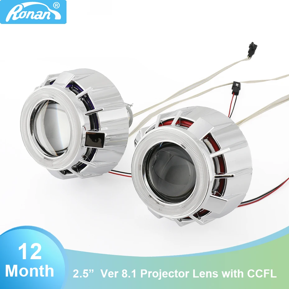 RONAN mini 2,5 двойной ccfl angel eyes Bi-xenon проектор для автомобильных фар объектив белый красный синий h1 h4 h7 модифицированный автомобильный Стайлинг