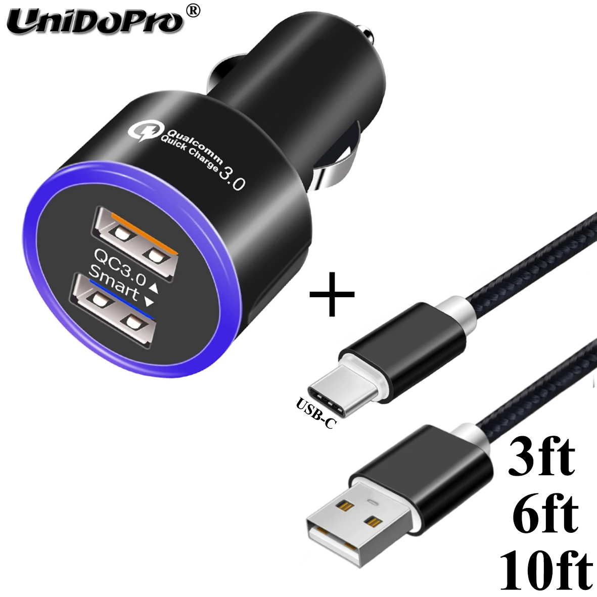 Быстрая зарядка QC 3 0 2 USB Автомобильное зарядное устройство + кабель типа C для Sony