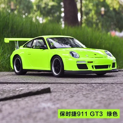 1:18 литая под давлением модель спортивного автомобиля игрушки для Porschedal 911 Gt3 чашка с рулевым колесом управление передним колесом рулевая игрушка с коробкой - Цвет: Зеленый