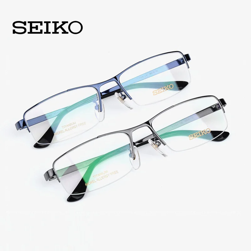 SEIKO Pure Titanium Glass Frame for Men Myopic Nearsighted Minus Glasses Man Half Rimless Optical Spectacles Frames HC1010