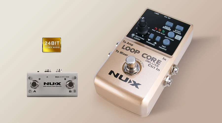 NUX Loop Core Deluxe Модернизированный гитары петля для езды на велосипеде с ножной выключатель автоматический темп проверка 8 часов Запись 24-битное звуковое воспроизведение с частотой+ подарки