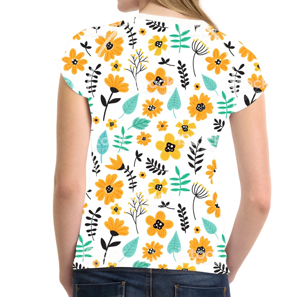 Женская футболка с коротким рукавом 3d розовый принт Happy Florals Camiseta Femenina Verano
