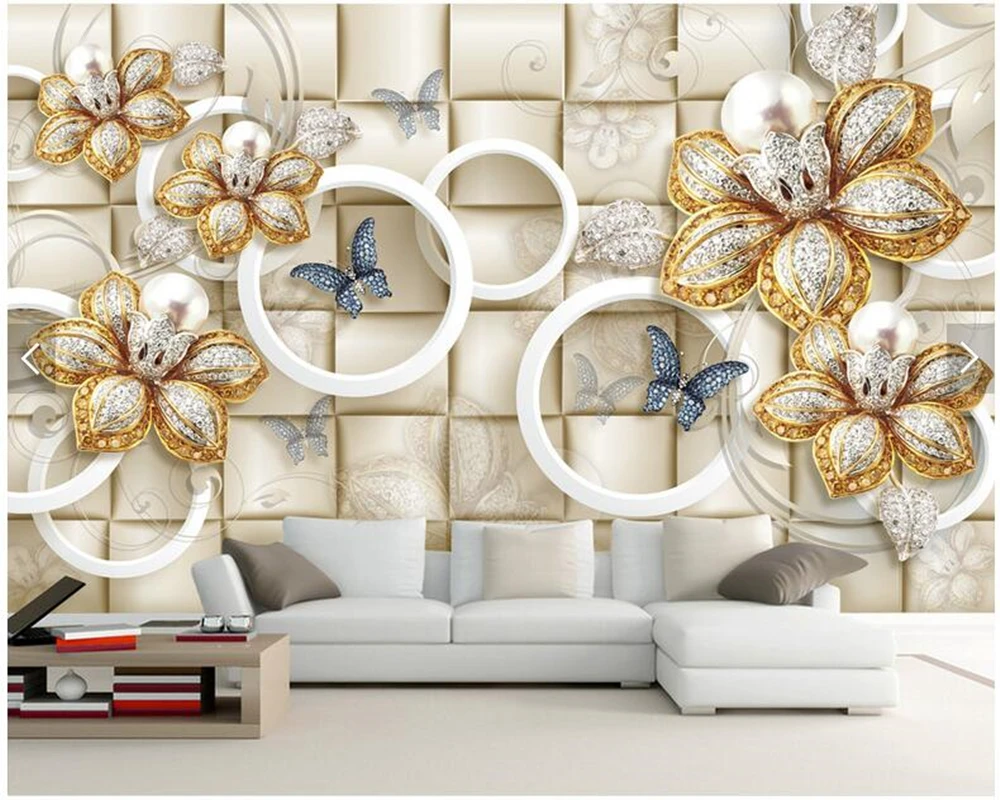 3D-обои на заказ настенные цветы жемчужные Фреска используется для гостиной
