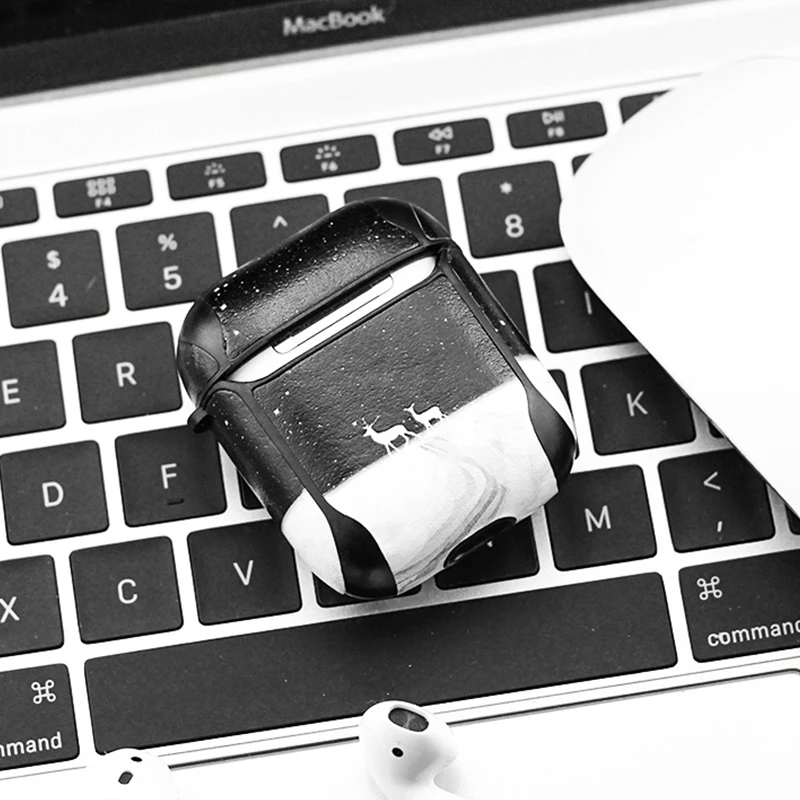 Роскошный Жесткий кожаный чехол для наушников с 3D-принтом для Apple, аксессуары для airpods 1, 2, чехол, защитный чехол, bluetooth-наушники, Декор