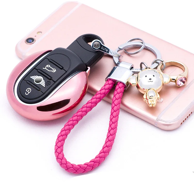 Pink Gold Monkey Чехол для ключей от автомобиля, чехол для Mini Cooper JCW One S F54 F55 F56 F60, автомобильные аксессуары - Название цвета: Pink Gold Monkey