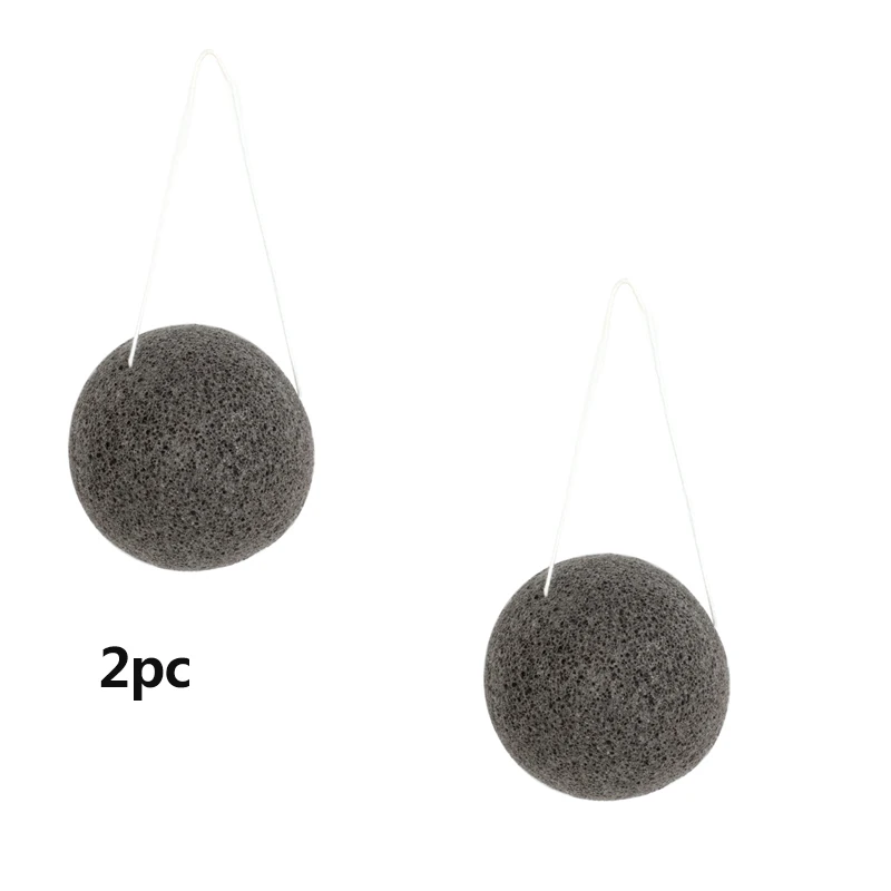 black 2pc 2 шт., Очищающий спонж для лица, натуральная косметика Konjac, пуховка, очищающая, моющая, уход за лицом, пудра, инструменты для макияжа - Цвет: black 2pc
