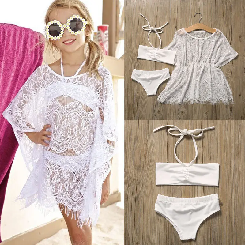 Emmababy одежда для детей комплект девочек Летняя Пляжная белый купальный костюм
