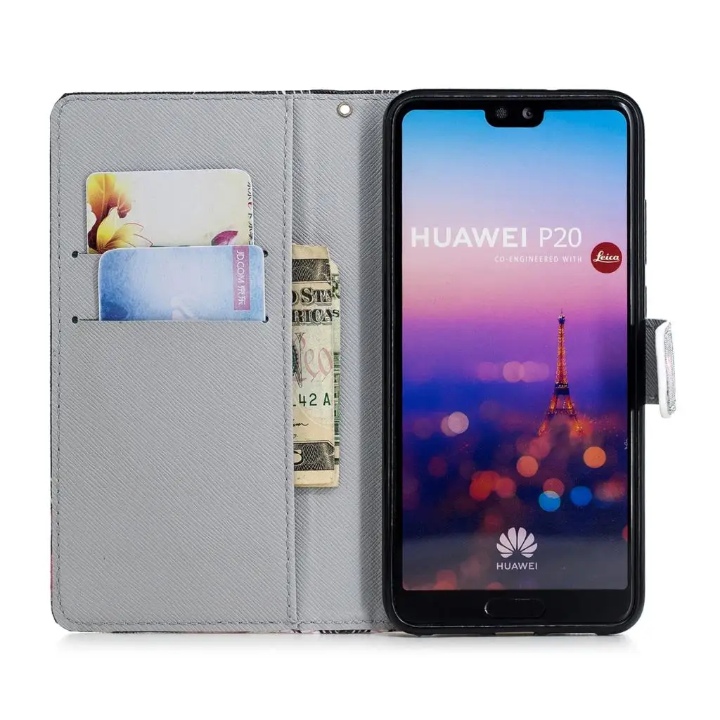 Кожаный флип-чехол-бумажник для huawei Y5 Y6 Y7 Prime Honor 7A 7C 7S 7X P20 9 10 Lite P Smart Plus Z Flower LOVE Heart