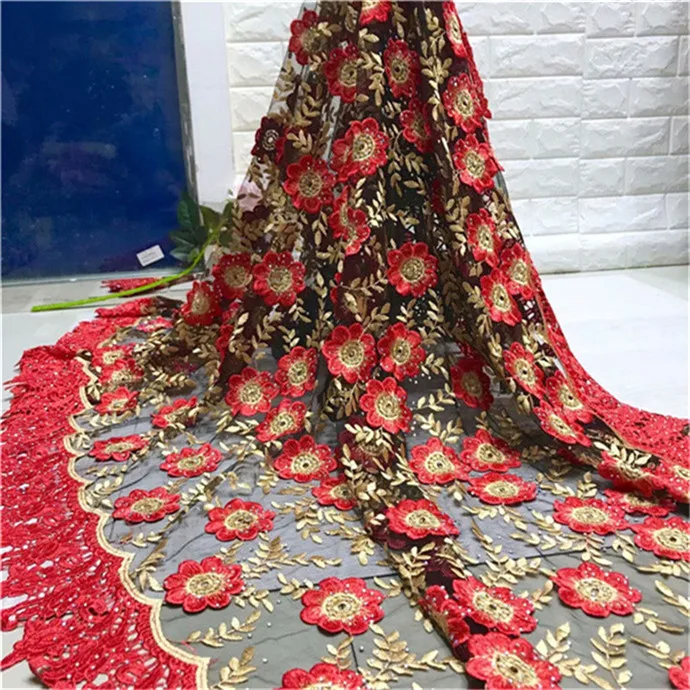 Новинка горячая Распродажа кружевная ткань с вышивкой бисером и камнями в