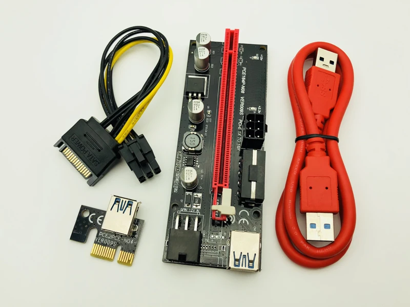 10 шт. новейший PCI Express 1x к 16X PCIE E 009S Molex 6pin адаптер питания SATA USB 3 0 кабель Riser