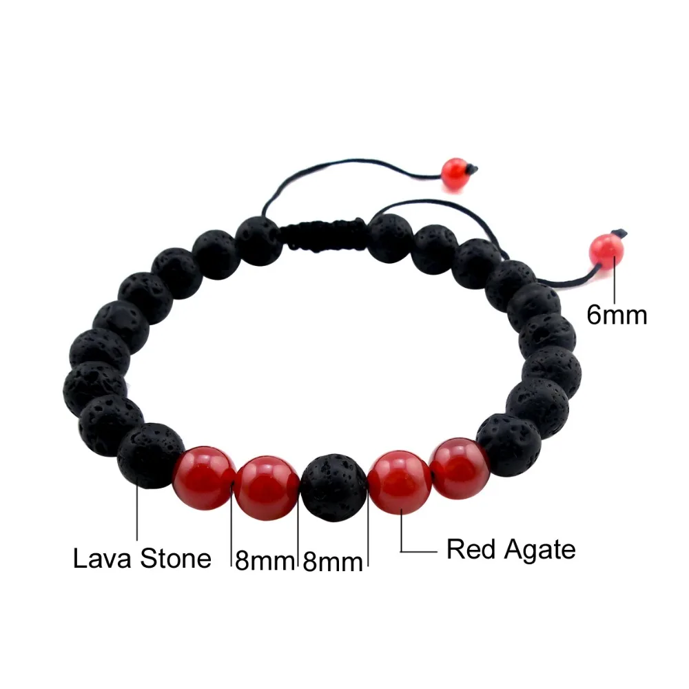 Регулируемый браслет из глины тигровый глаз 8 мм с диффузором лавового эфирного