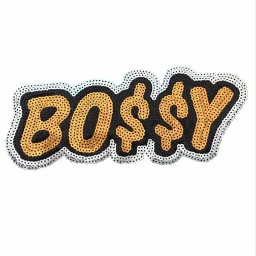 Золото Босси пайетки патчи утюг на наклейки аппликация Бисер патч для одежды DIY