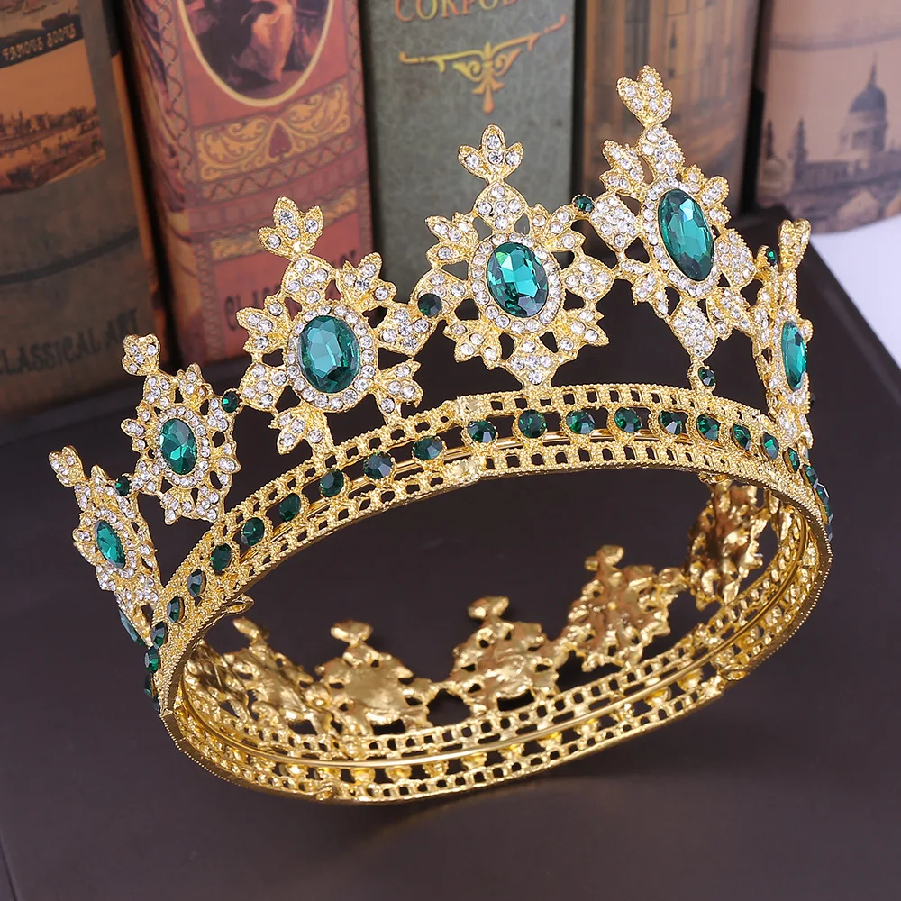 KMVEXO Роскошный Кристалл queen Полный Круглый короны гребешок для волос король горный хрусталь большой диадемы головные уборы принцессы Свадебные украшения подарки