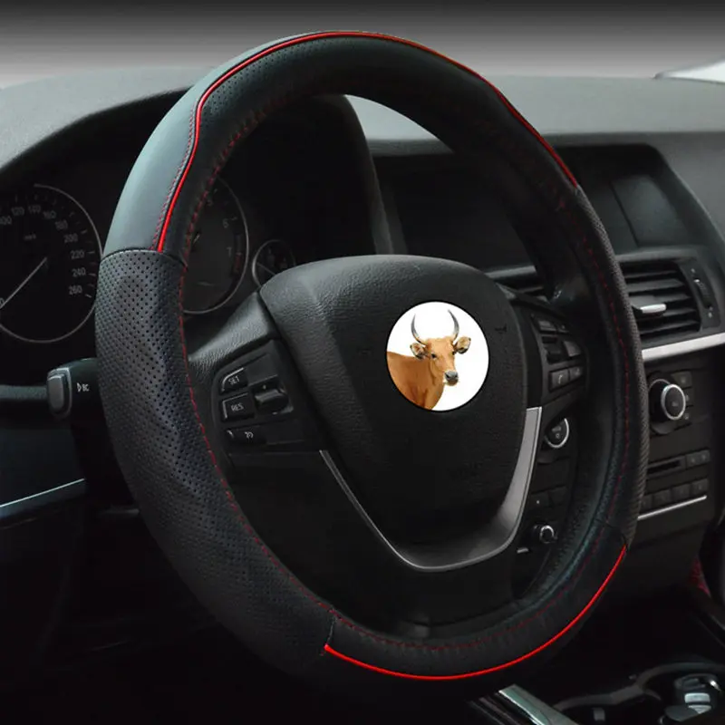 

Genuine Leather TOP Quality Cowhide Hand-stitched Car Steering Wheel Cover Breathable For BMW For Audi For Buick For Hyundai