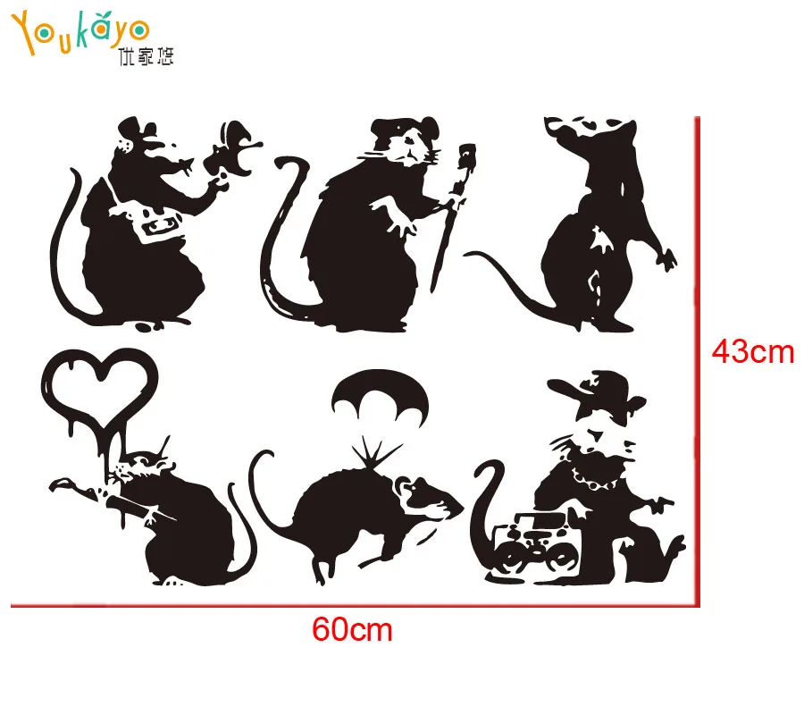 Banksyy коллекция крыс версия 2 набор из 6 наклейки на стену Наклейка|wall sticker|sticker