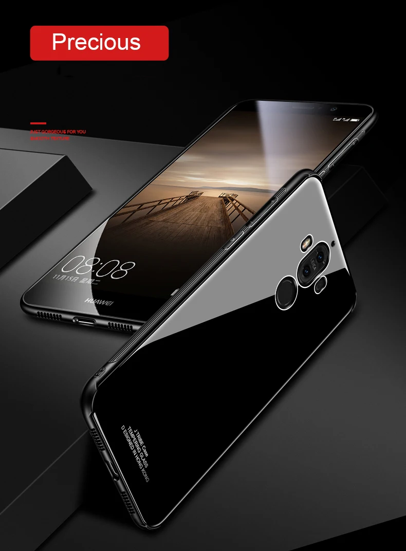 Makavo для Huawei Коврики 9 Pro Чехол роскошные закаленное Стекло задняя крышка Гибридный противоударный рукава жесткий Корпус для Huawei Коврики 9