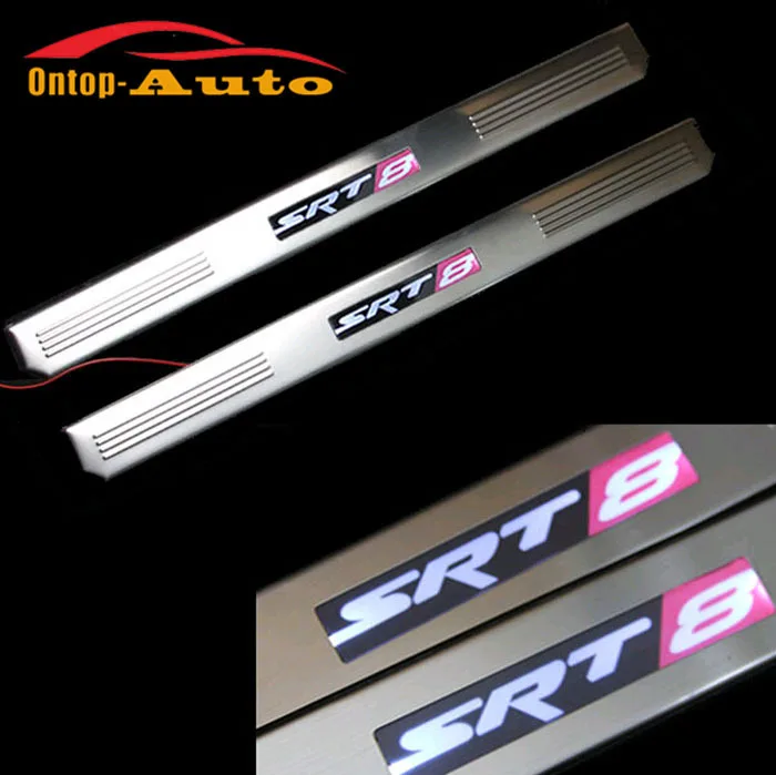 SRT8 стиль с подсветкой светодиодный порога Накладка гвардии протектор для Jeep Cherokee