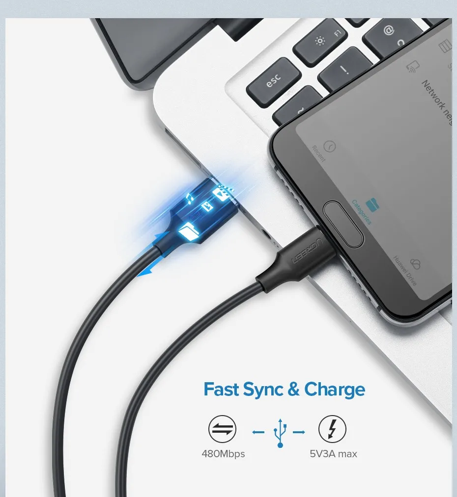 Ugreen USB Type C Кабель USB С Быстрой Зарядки Кабель для Передачи Данных Type-C USB Зарядное Устройство Кабель для NEXUS 5X, 6