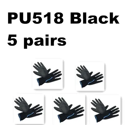 PU518 Black 5pairs 10 шт./5 пар, распродажа, высококачественные летние рабочие перчатки для защиты рук, защитные перчатки размер M Xlarge - Цвет: PU518 Black 5pairs