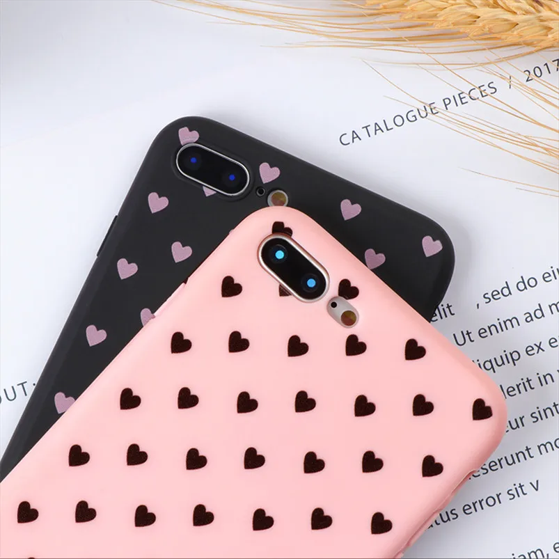 Чехол для телефона с сердцем для iPhone 11 Pro XS Max XR X 10 8 7 6 6S Plus 5 5S SE Роскошная мягкая задняя крышка из ТПУ Черный чехол для iPhone X чехол