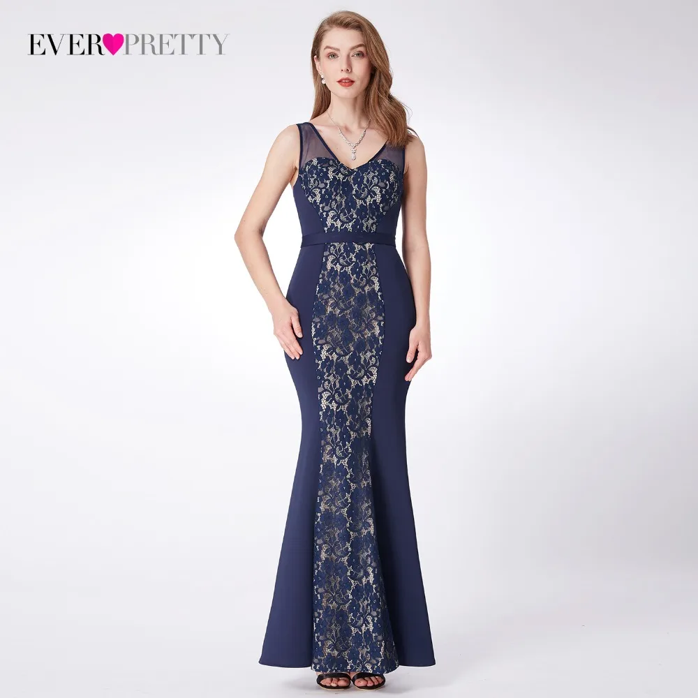 Новые Вечерние платья Ever Pretty EP07277 кружевные вечерние платья без рукавов с v-образным вырезом темно-синие вечерние платья robe de soiree