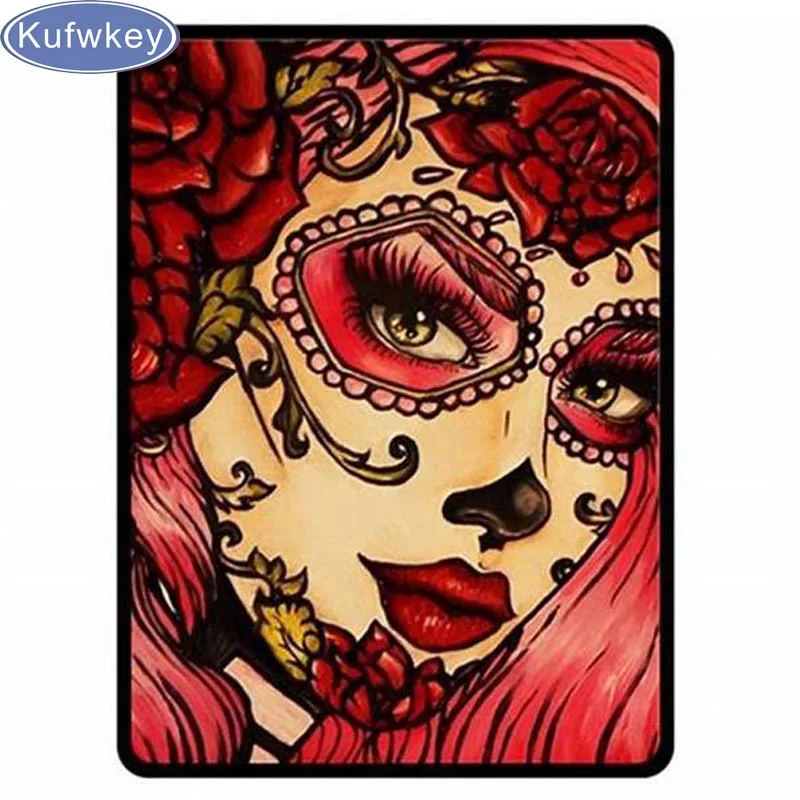 Алмазная живопись с красными розами черепом лицом женщины 5d алмазная вышивка