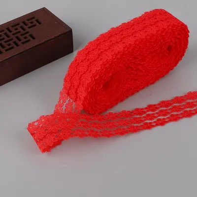 Red Горячая 10 ярдов кружево, лента, тесьма 25 мм широкая отделка DIY ремесла вышитый шнур для шитье украшения африканская кружевная ткань - Цвет: Red