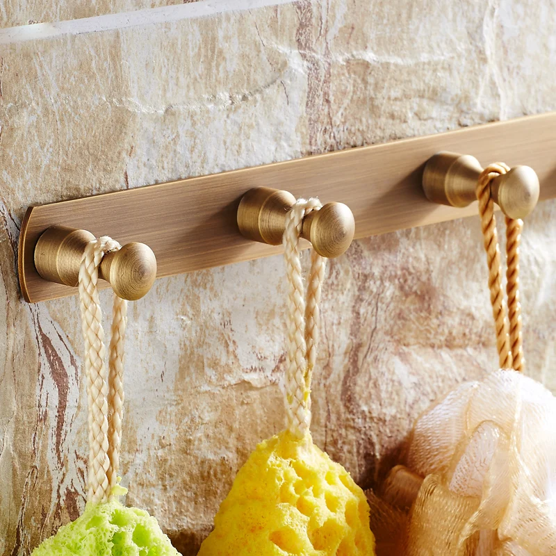 Античный латунный крючок для халата Подвесной Стиль дверь ванной комнаты крючки