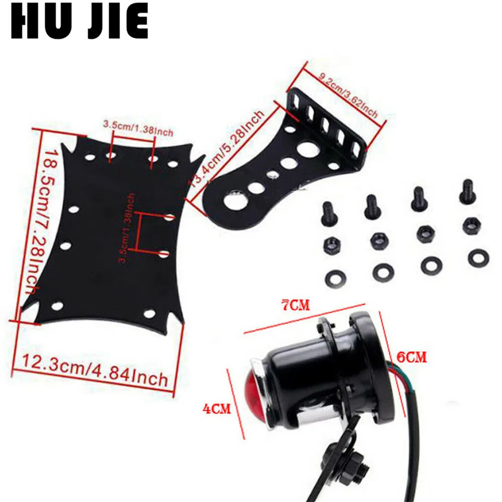 Black Axle Side Mount Tag License Plate Holder Bracket Rear Tail Light For Cruiser Bobber | Автомобили и мотоциклы