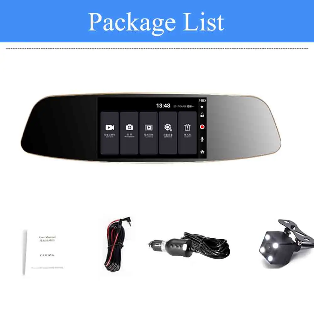 with rear camera Автомобильный видеорегистратор ADDKEY, 5 дюймов, сенсорный экран, зеркало заднего вида, супер ночное видение, 1080 P, видеорегистратор с двумя объективами, монитор парковки - Название цвета: with rear camera