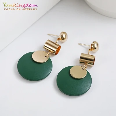 DXez116GR Yunkingdom новые модные ювелирные изделия геометрические висячие серьги для женщин Серебряные/Золотые массивные длинные серьги - Окраска металла: DXez116GR