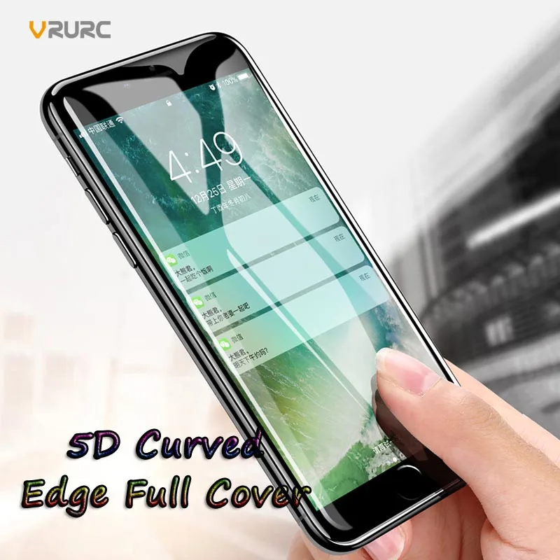 VRURC экран протектор для iPhone 7 8 закаленное стекло 5D изогнутый край Полное покрытие