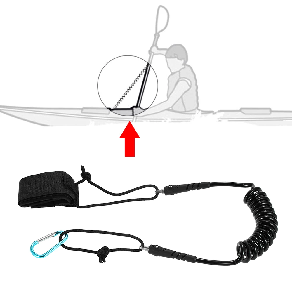 Поводок для Каяка эластичный спиральный поводок с карабином 4 фута безопасности