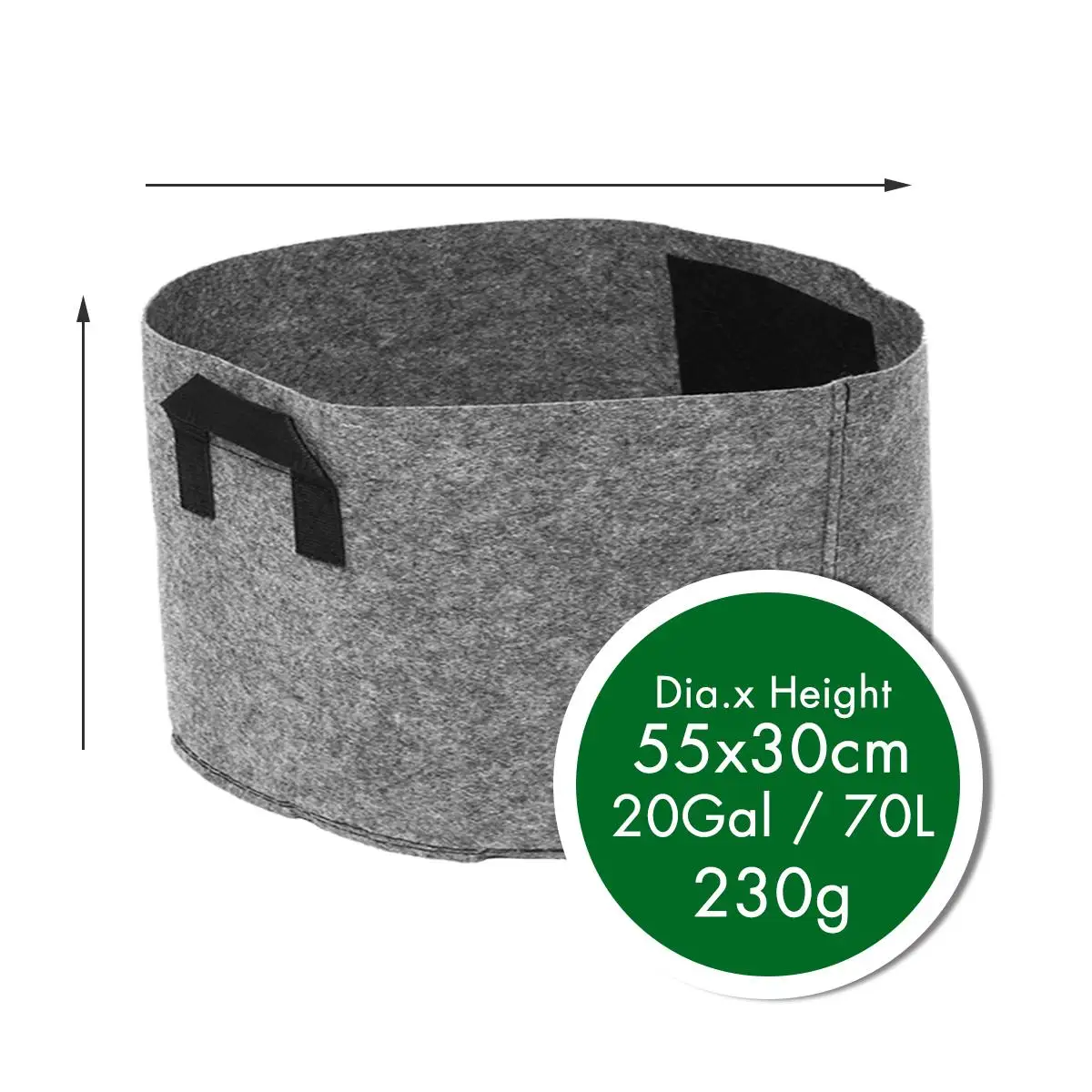 20gallon 55x30 Нетканый Войлок 1-30 галлонов ткань для выращивания сумки дышащие горшки для цветов корень мешок контейнер завод умные горшки с ручками сад Су - Цвет: 20gallon 55x30