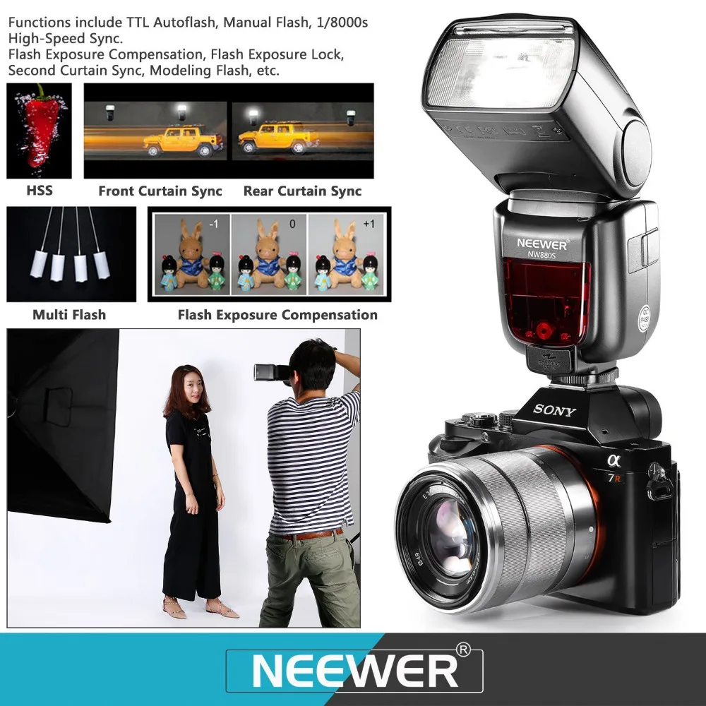 Беспроводная вспышка Neewer HSS 1/8000s 2 4G TTL GN60 для Sony a9 a7III a7RIII a7RII a7SII a7 a7R a7S|flash for sony|ttl