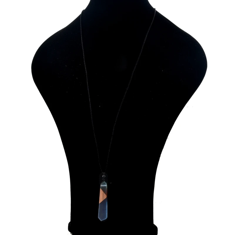 ATTRACTTO Hot Sale Blue Handmade Wood Necklace Pendants Charms For Women Necklaces Statement Natural Stone SNE190036 | Украшения и