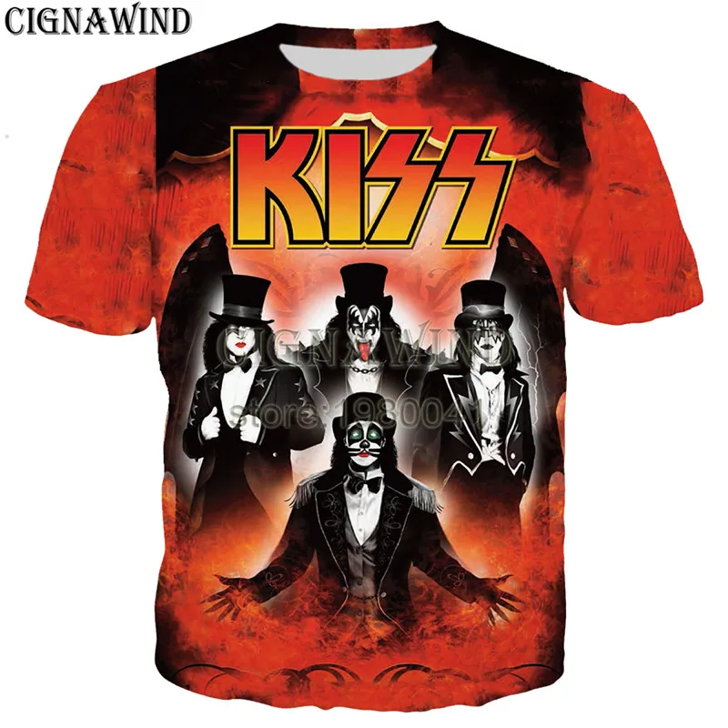 New Anime Harajuku streetwear tops KISS Hard Rock Pop Metal 3D Printed t shirt men women t-shirts summer casual funny shirts | Мужская