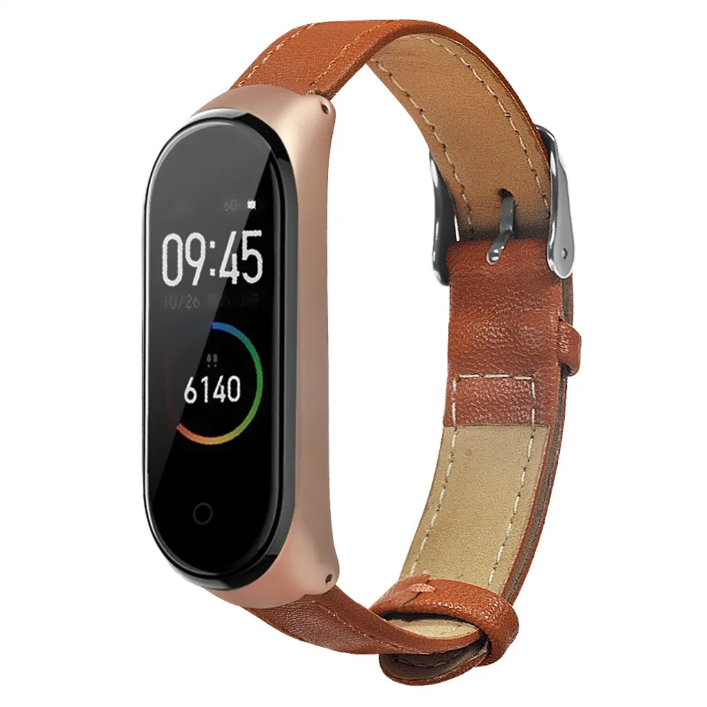 Кожаный браслет на запястье для Xiaomi Mi Band 4 Смарт часы легкий сменный ремешок
